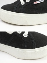 【中古】SUPERGA レディーススニーカー 36 厚底キャンバス スニーカー　復刻モデル SUPERGA 36 黒 ブラック ロゴ_画像3