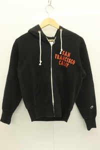 【中古】CHAMPION メンズジップパーカー SD R.W ZIP HOOD CHAMPION x STANDARD CALIFORNIA 黒 ブラック ロゴ