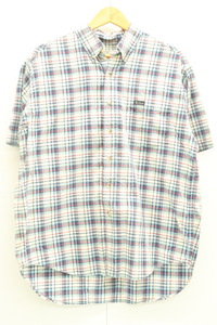 【中古】WOOLRICH メンズ半袖シャツ L 半袖ボタンダウンチェックシャツ WOOLRICH L 青 ブルー チェック