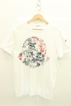 【中古】MONCLER メンズTシャツ L MAGLIA T-SHIRT MONCLER L 白 ホワイト 青 ブルー 赤 レッド 刺繍_画像1