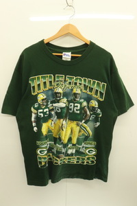 【中古】PRO PLAYER メンズTシャツ L PACKERS Tシャツ PRO PLAYER L 緑 グリーン プリント