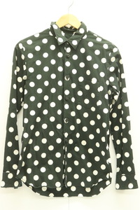 【中古】COMME des GARCONS HOMME PLUS メンズ長袖シャツ S ポルカドットシャツ S 黒 ブラック ドット ad2012