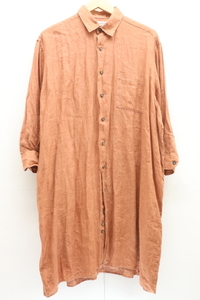 【中古】individualized shirts シャツワンピース - リネンシャツワンピース individualized shirts - 茶 ブラウン 無地