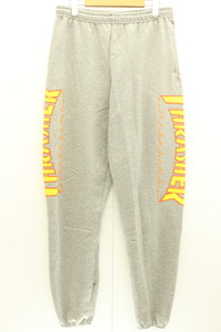 【中古】THRASHER メンズスウェットパンツ M FLAME LOGO SWEAT PANTS THRASHER M ライトグレー プリント ロゴ