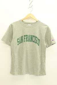 【中古】 CHAMPION レディースTシャツ M REVERSE WEAVE Tシャツ CHAMPION M ライトグレー プリント