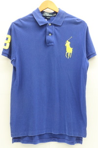 【中古】Polo by Ralph Lauren メンズポロシャツ M ビッグポニーポロシャツ Polo by Ralph Lauren M 青 ブルー 黄 イエロー