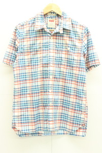 【中古】LEVIS メンズ半袖シャツ S 半袖シャツ LEVIS S 白 ホワイト 青 ブルー 赤 レッド チェック