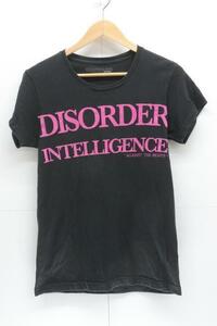 【中古】yoshio kubo Tシャツ 2 ヨシオクボ 半袖Tシャツ 2 黒 ブラック×ピンク 桃 ロゴ メンズ