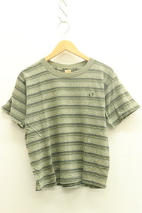 【中古】HANG TAN メンズTシャツ M Tシャツ HANG TAN M 緑 グリーン ボーダー 刺繍