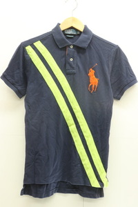 【中古】Polo by Ralph Lauren メンズポロシャツ S ビッグポニー ポロシャツ Polo by Ralph Lauren S 紺 ネイビー 黄 イエロー 刺繍