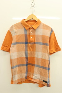 [ б/у ]BLACK LABEL CRESTBRIDGE мужской рубашка-поло L рубашка-поло BLACK LABEL CRESTBRIDGE L orange оранжевый проверка 