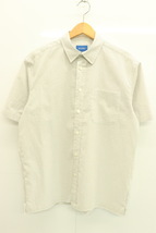 【中古】 BEAMS メンズ半袖シャツ S ミニレギュラーシャツ BEAMS S 白 ホワイト グレー 灰 ストライプ_画像1