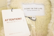 【中古】 UNITED ARROWS レディースコート A DAY IN THE LIFE/フェイクムートン ノーカラーコート/ベージュ 肌色_画像3