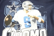 【中古】NFL COWBOYS ROMO メンズTシャツ L NFL COWBOYS ROMO Tシャツ - L 紺 ネイビー プリント_画像4