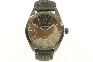 【中古】HAMILTON メンズ腕時計 - Khaki Field HAMILTON - 黒 ブラック 無地 H68401735