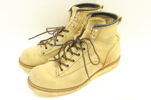 【中古】RED WING メンズブーツ UK7 2908 6LINEMAN BOOTS RED WING UK7 ベージュ 肌色 ロゴ