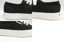 【中古】SUPERGA レディーススニーカー 36 厚底キャンバス スニーカー　復刻モデル SUPERGA 36 黒 ブラック ロゴ_画像4