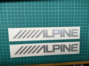 アルパイン ALPINE ステッカー シルバー 銀202mm×25mm 2枚セット 