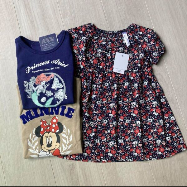 女の子 半袖 tシャツ ワンピース 90 まとめ売り 花柄 ミニー アリエル