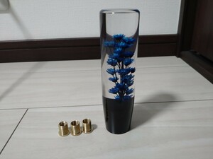 水中花　シフトノブ　ハンドメイド　青　花　長さ15センチ　未使用に近い　即決！