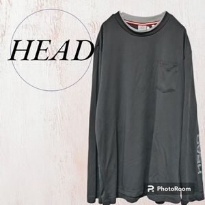 【HEAD】ヘッド　スポーツ　カジュアル　トレーニング　長袖Tシャツ　ビッグロゴ　XLサイズ　グレー