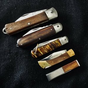 昭和レトロ 折り畳み式ナイフ ビンテージナイフ アウトドア ナイフ 小刀 刃物 コレクション 5点セットの画像1