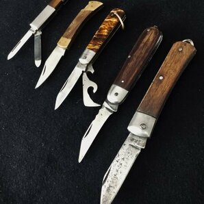 昭和レトロ 折り畳み式ナイフ ビンテージナイフ アウトドア ナイフ 小刀 刃物 コレクション 5点セットの画像4