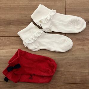 女児靴下２足セット　 ショートソックス 白靴下　入学式 無地　15〜19センチ