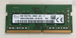 SKhynix DDR4 PC4-2666V 8GB ノートブック用メモリ中古動作確認済み