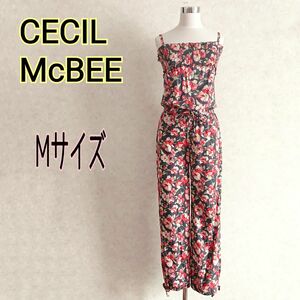 CECIL McBEE セシルマクビー★花柄　総柄　サロペット　2WAYオールインワン　M