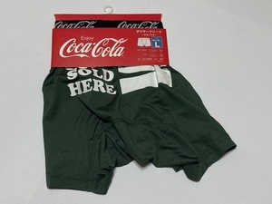 福助 Coca-Cola コカ・コーラ ボクサーブリーフ Lサイズ 84-94㎝ カーキ 展示未使用品