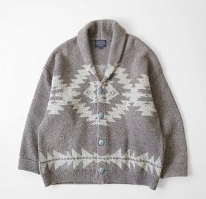 B:MING by BEAMS × PENDLETON ◆ ショールカラー ニットカーディガン ブラウン ネイティブ柄 カウチン ビームス ペンドルトン ◆RN17