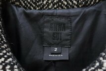 ANNA SUI ◆ ツイード フレアコート 黒 サイズ2 ドーリーコート USA製 アナスイ ◆RN17_画像8