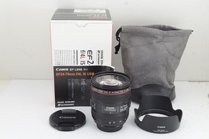 【適格請求書発行】美品 Canon キヤノン EF 24-70mm F4L IS USM フルサイズ ズームレンズ 元箱付【アルプスカメラ】240312g