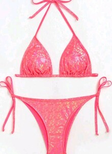 [ free shipping ]* metallic LEBLONb radio-controller Lien bikini swimsuit * water melon pink 