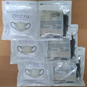 Dozza 3D小顔マスク バイカラー ミルクティースモア×紐ブラック 10枚入×6P 60枚セット＊