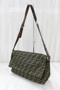 【行董】AF049ABY27 FENDI フェンディ ショルダーバッグ 総柄 ズッカ柄 レディース コーティングキャンバス レザー ブラウン 茶 ブランド