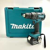 A) makita マキタ 充電式 震動ドライバドリル HP480D 18V 稼働品 バッテリ BL1860B×1/ケース/説明書付属 電動工具 中古 USED ※簡易梱包_画像1