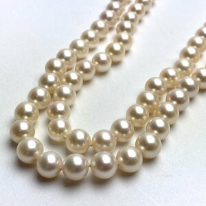 rm) 真珠 パール ロング ネックレス サイズ：約73cm パール：約7mm程 重量：約57.4g ホワイト系 シルバー金具 アクセサリー ※中古 保管品