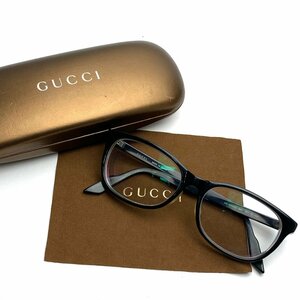 rm) GUCCI グッチ シェリーライン 黒縁 眼鏡 メガネ GG-9068NJ 度入り 日本製 ※中古 保管品 ケース クロス付