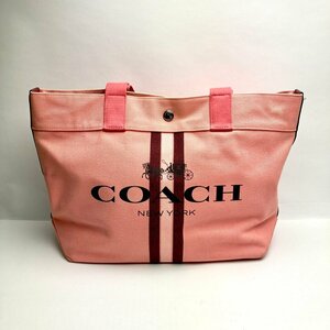 rm) COACH コーチ ピンク系 コットン地 トートバッグ 391 部分的に色褪せあり 中古 USED