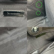 A) BURBERRY バーバリー ノバチェック柄 × ブラウン系 レザー 横長 ハンドバッグ 中古 USED_画像8