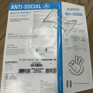 BURTON Family Tree「アンティソーシャル（Anti Social） 150 ウィメンズ用 スプリットボード シール付きの画像5