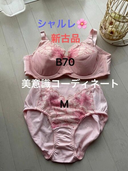 シャルレ 新古品★美品＊美意識ブラジャーB70＆ショーツM＊B65～販売終了色＊1組限定発売＊