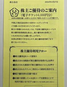 最新　串カツ田中　株主優待　鳥玉　くるとん　株主優待　電子チケット　6,000円分　有効期限：2025年2月末日まで　【送料無料】