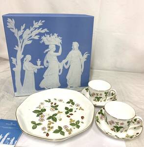 WEDGWOOD ウェッジウッド ワイルドストロベリー 食器 大皿 プレート ソーサー カップ 2客まとめコーヒーカップ 箱あり カg