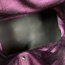 TIFFANY&Co. ティファニー トートバッグ ハンドバッグ メタリックレザー スエード パープル 紫 付属ポーチ保存袋 カ4_画像8