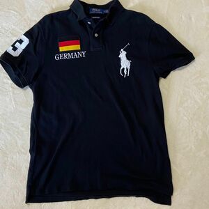 ポロラルフローレン　ポロシャツ　ビッグポニー POLO RALPHLAUREN 黒　刺繍　M GERMANY メンズ　ロゴ