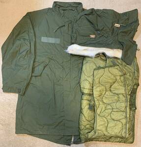 *3 point full set Vintage ultimate beautiful used &New(DeadStock) the US armed forces the truth thing Size:M USGI M-65 Fishtail Parka Full Set M65 fish tail Parker 