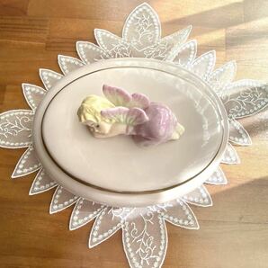 Atlantic Mold vintageフラワーフェアリー 花の妖精 陶器製 楕円蓋物 寝顔がとても可愛い妖精の小物入れ 置物 バタフライ フェアリー好きの画像1